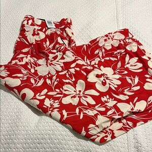 Torrid Red and Cream Floral Tropical Print Wide Leg Pant NWT